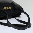 CELINE Hand Bag Leather Black Auth 68292-7
