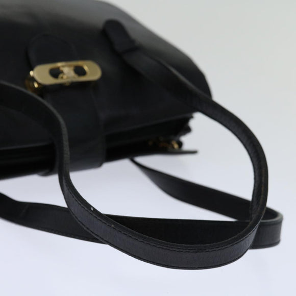 CELINE Hand Bag Leather Black Auth 68292