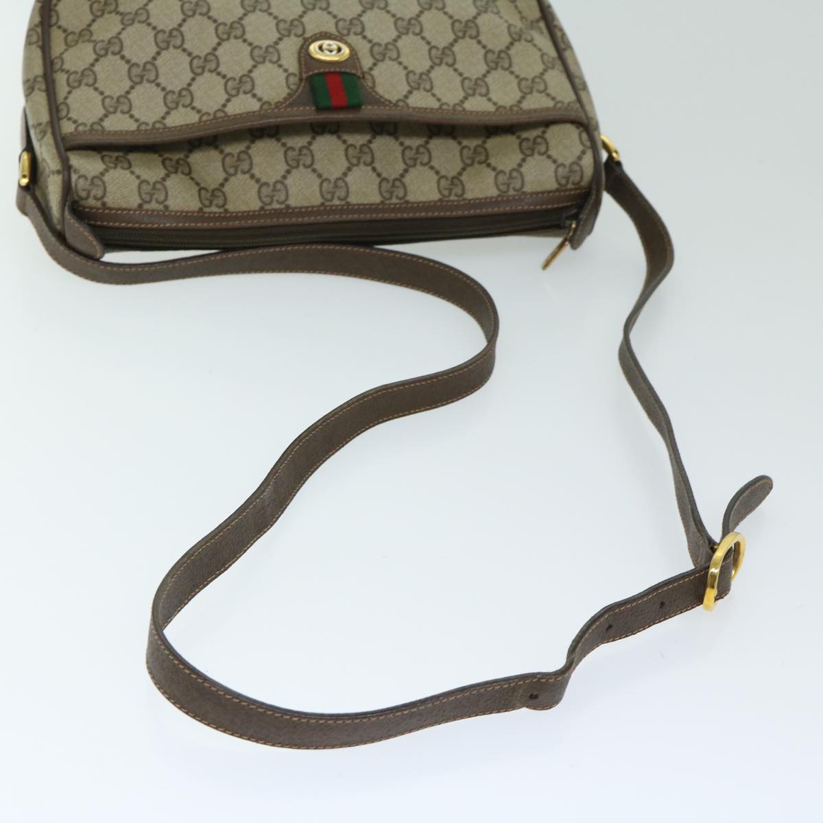 GUCCI GG Supreme Web Sherry Line Shoulder Bag PVC Beige 89 02 077 Auth 68322