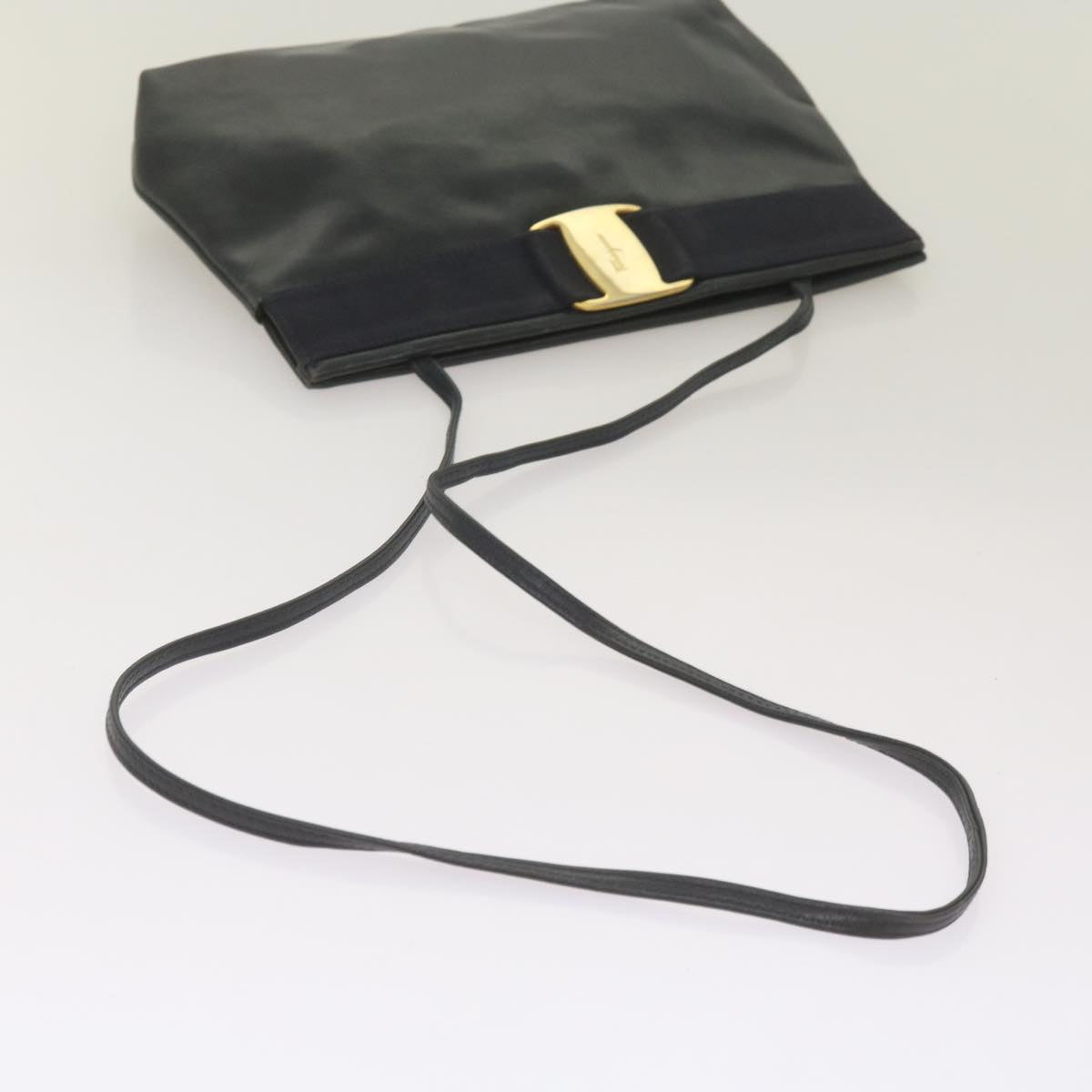 Salvatore Ferragamo Shoulder Bag Leather Navy Auth 68332