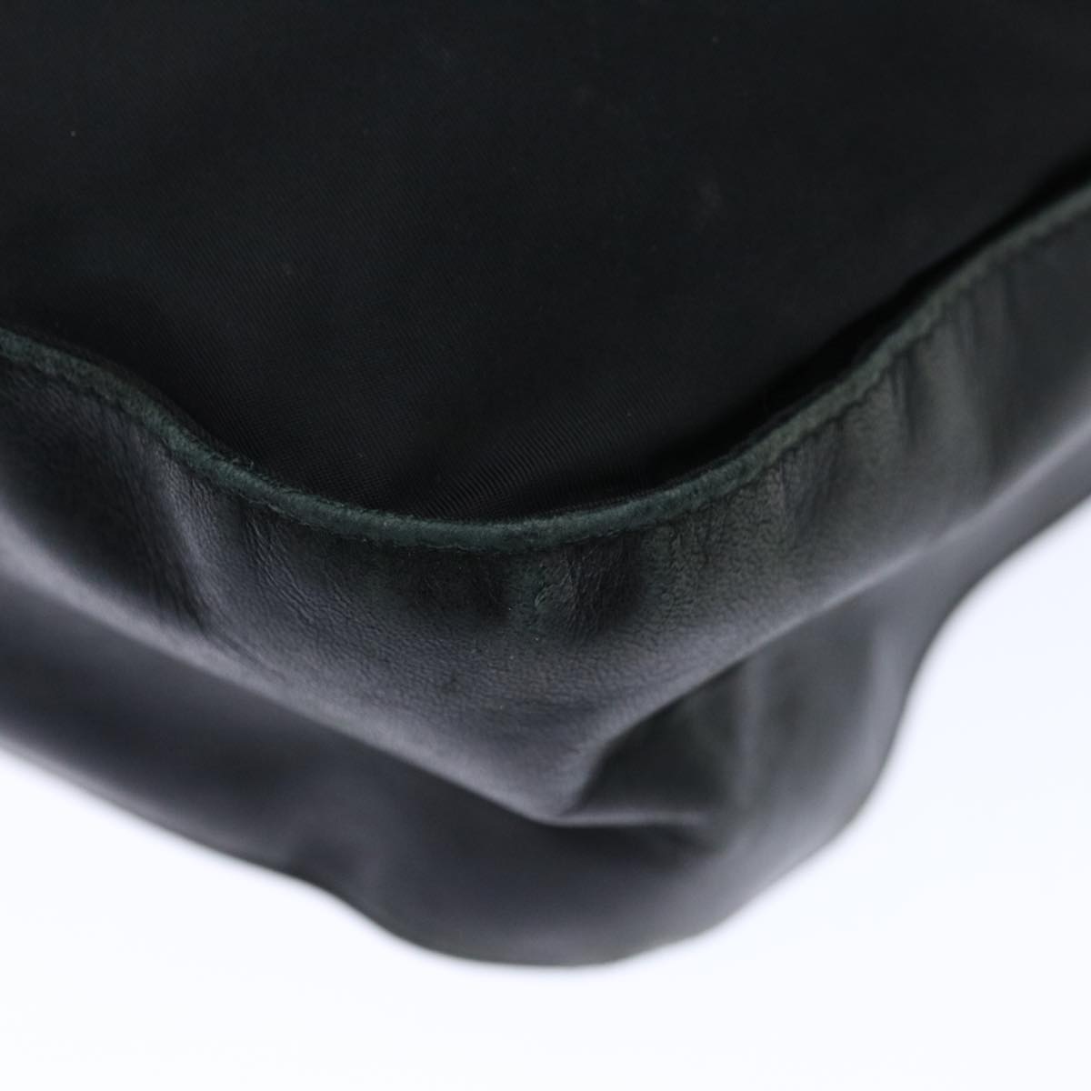 PRADA Shoulder Bag Nylon Leather Black Auth 68336