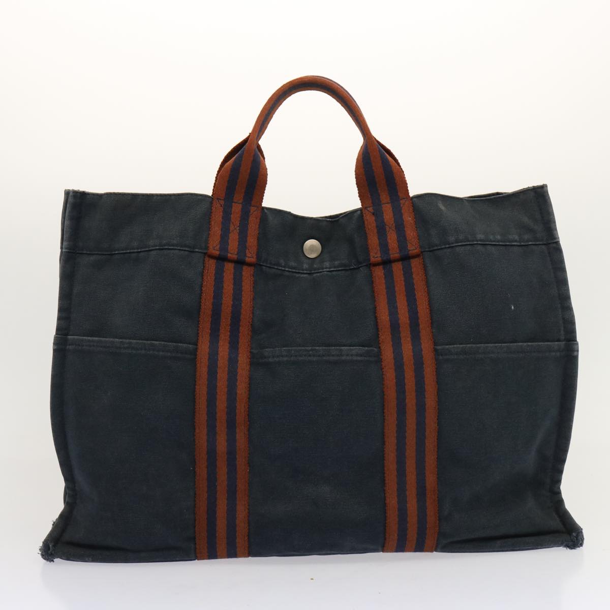 HERMES Fourre Tout Tote Bag Canvas 4Set Black Navy Red Auth 68339