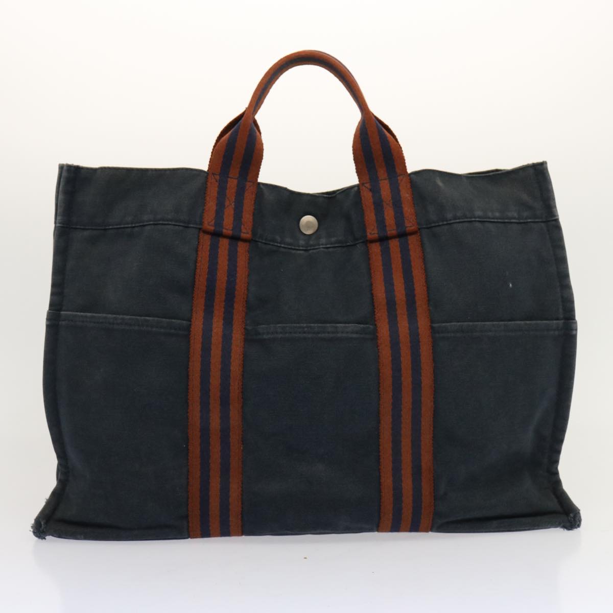 HERMES Fourre Tout Tote Bag Canvas 4Set Black Navy Red Auth 68339