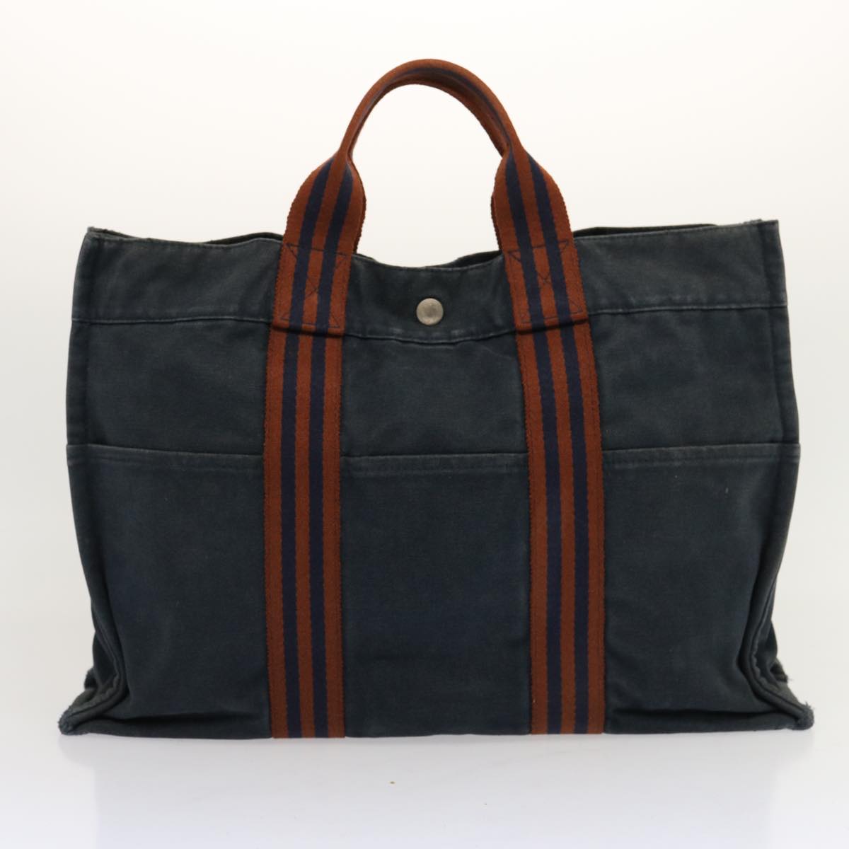 HERMES Fourre Tout Tote Bag Canvas 4Set Black Navy Red Auth 68339