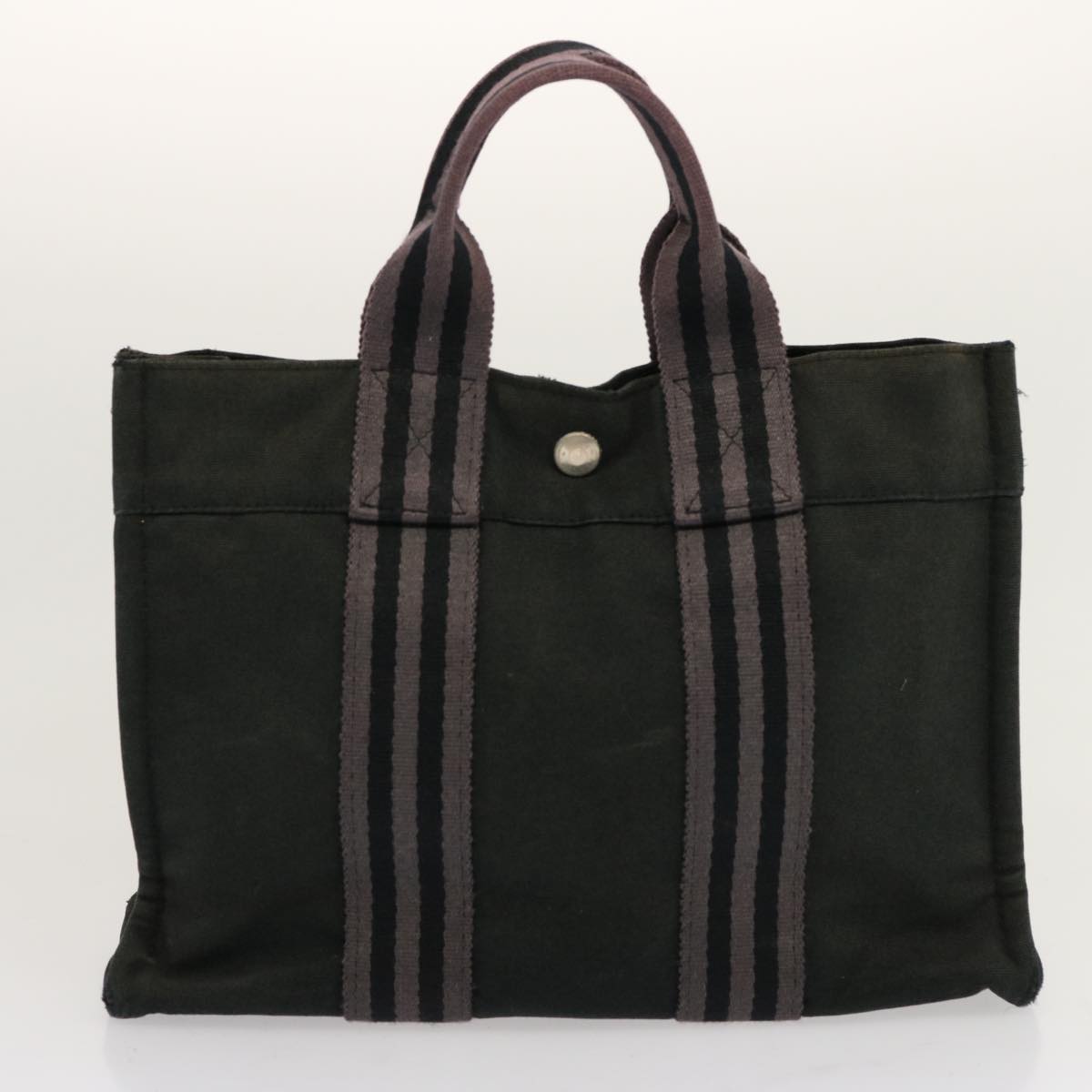 HERMES Fourre Tout Tote Bag Canvas 4Set Black Navy Red Auth 68339