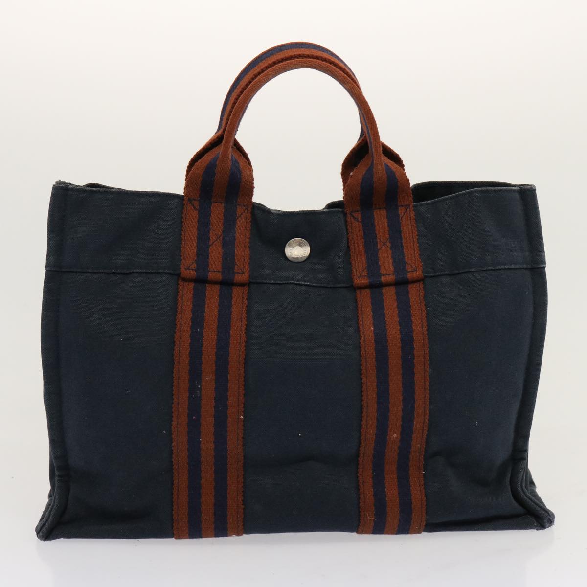 HERMES Fourre Tout Tote Bag Canvas 4Set Black Navy Red Auth 68339