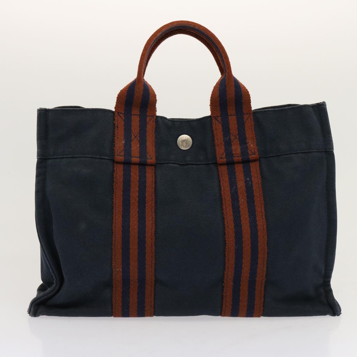 HERMES Fourre Tout Tote Bag Canvas 4Set Black Navy Red Auth 68339