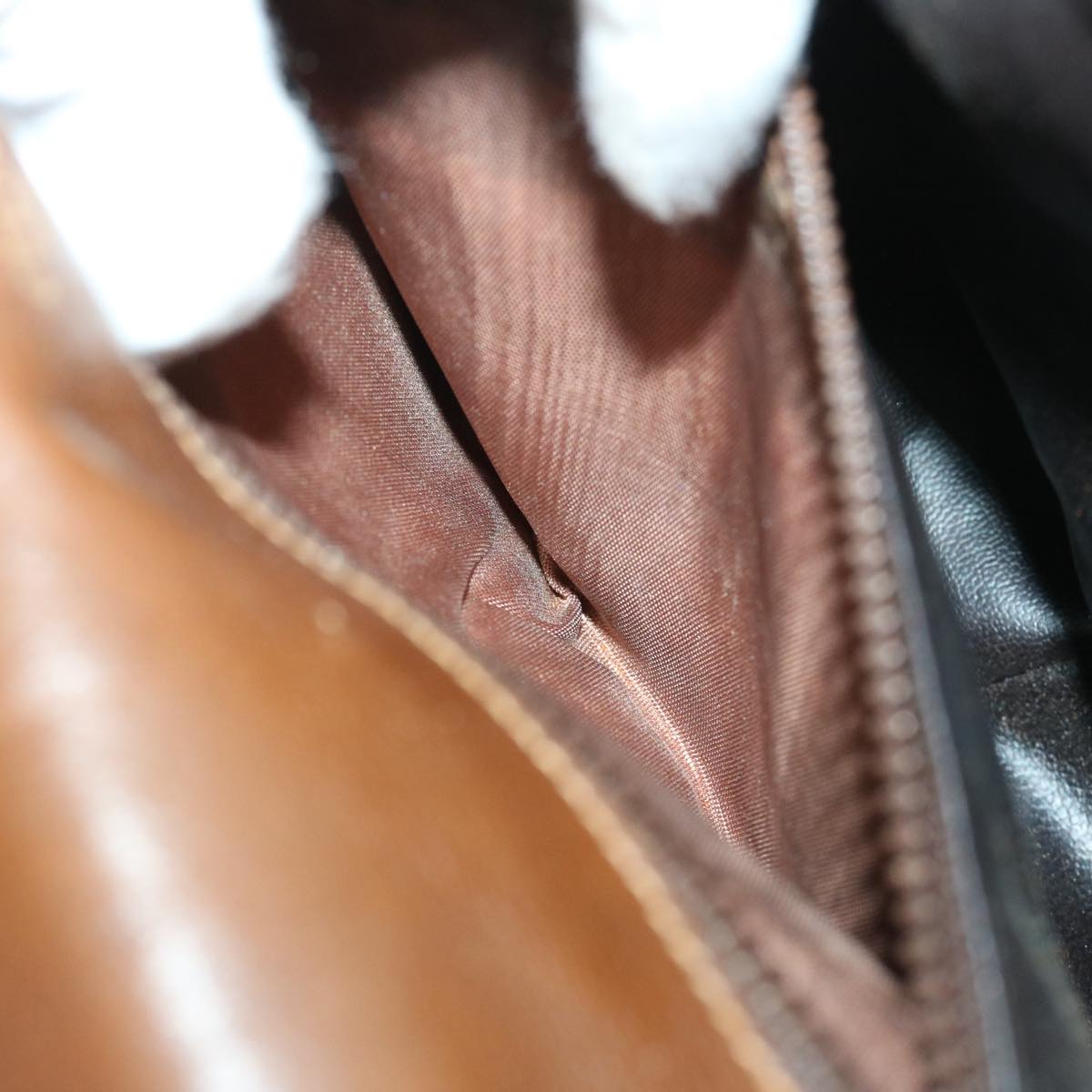 CELINE Shoulder Bag Leather Brown Auth 68342