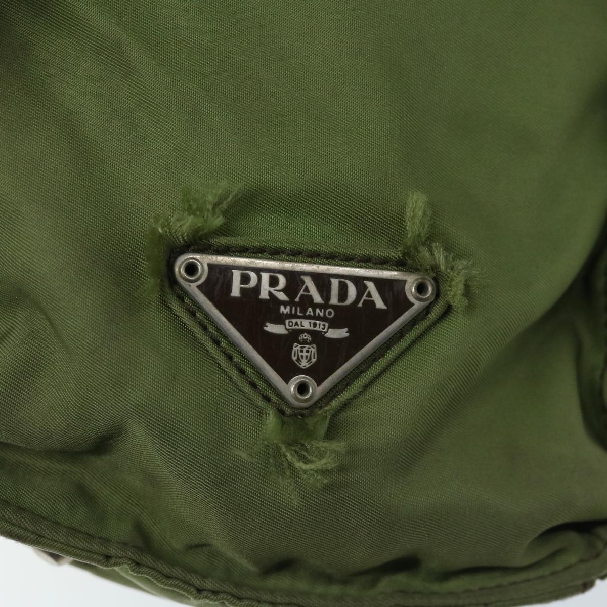 PRADA Hand Bag Nylon Green Auth 68343