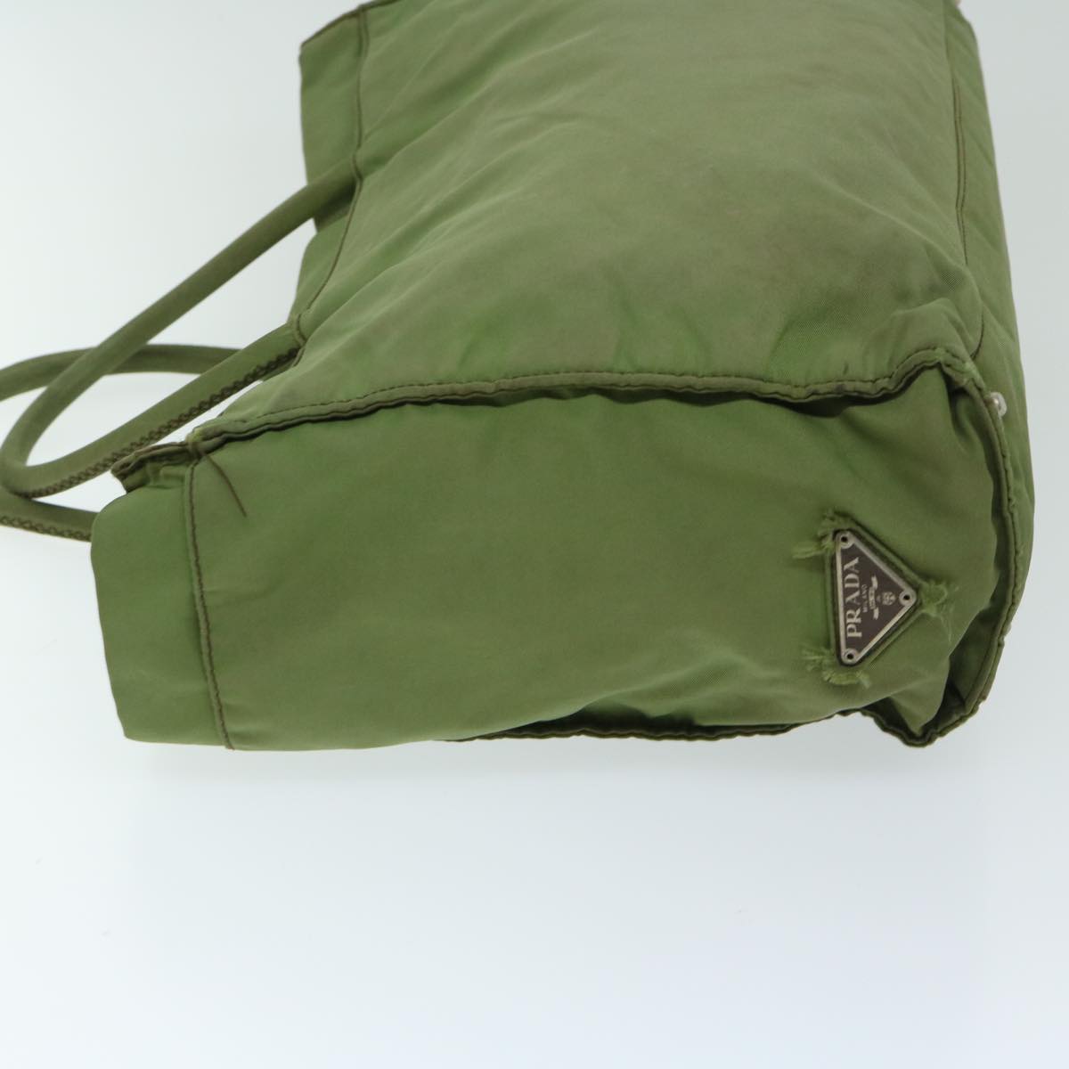 PRADA Hand Bag Nylon Green Auth 68343