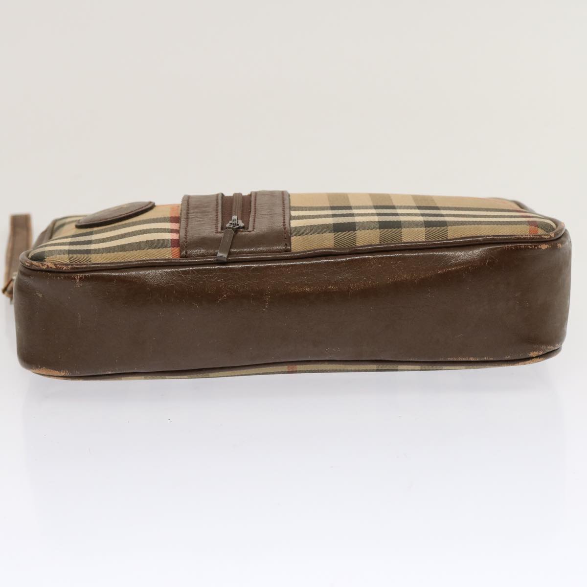 BURBERRY Nova Check Clutch Bag Canvas 2Set Beige Brown Auth 68349