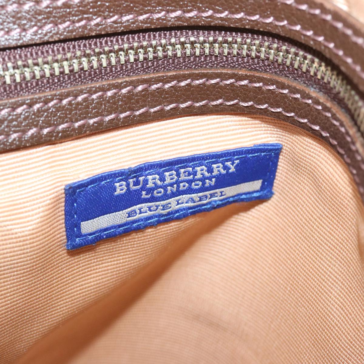 BURBERRY Nova Check Hand Bag Nylon 3Set Pink Blue Auth 68350