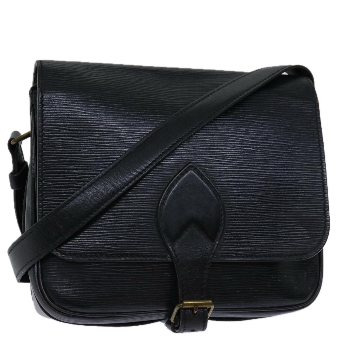 LOUIS VUITTON Epi Cartouchiere MM Shoulder Bag Black Noir M52242 LV Auth 68354