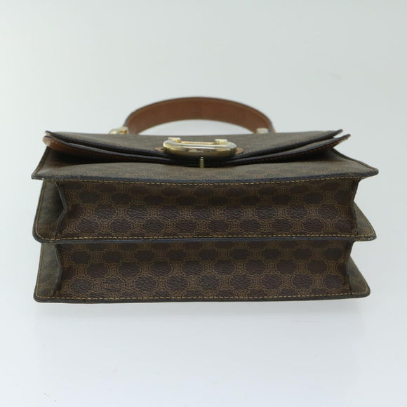 CELINE Macadam Canvas Hand Bag PVC Brown Auth 68360