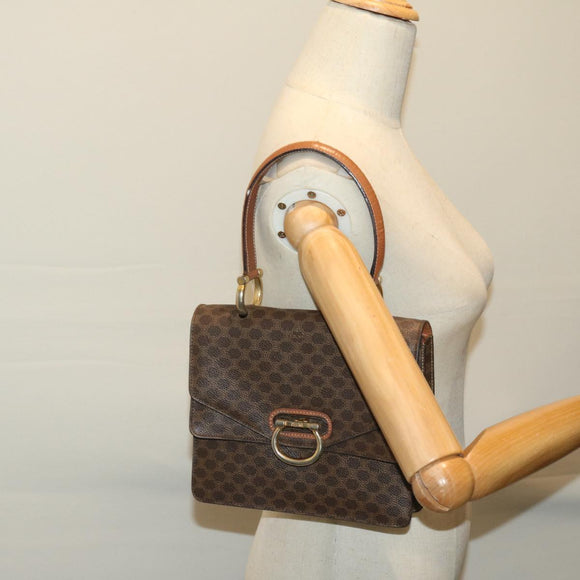 CELINE Macadam Canvas Hand Bag PVC Brown Auth 68360