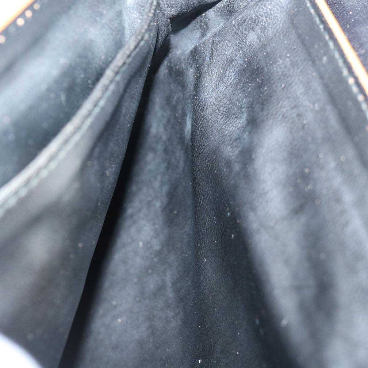 CELINE Clutch Bag Leather Black Auth 68363