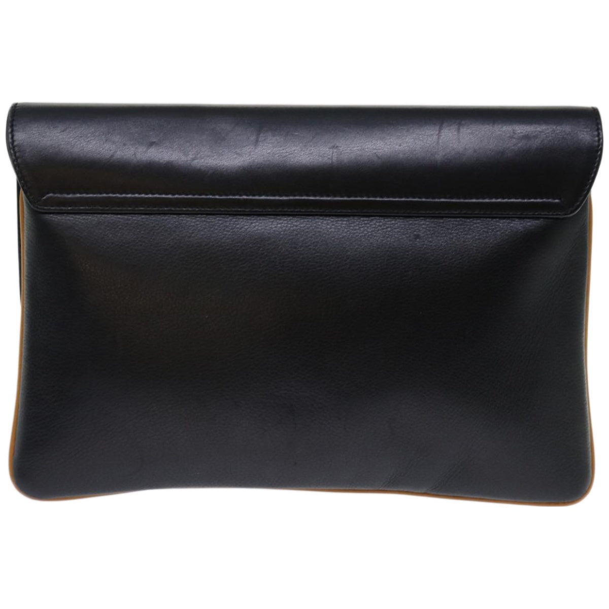 CELINE Clutch Bag Leather Black Auth 68363 - 0