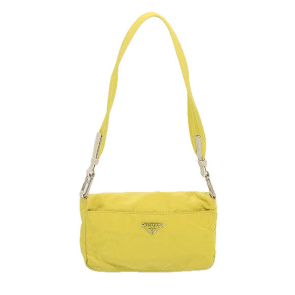 PRADA Shoulder Bag Nylon Yellow Auth 68364