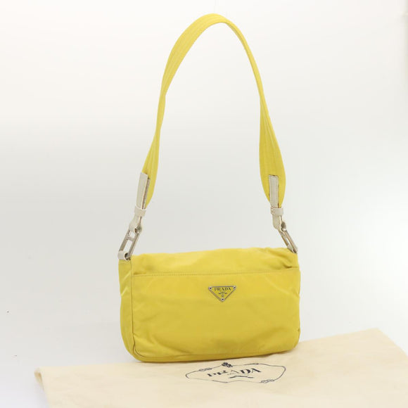 PRADA Shoulder Bag Nylon Yellow Auth 68364