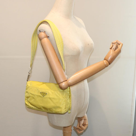PRADA Shoulder Bag Nylon Yellow Auth 68364