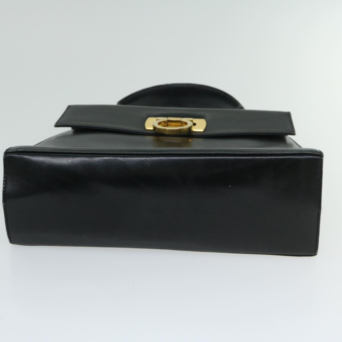 Salvatore Ferragamo Gancini Hand Bag Leather 2way Black Auth 68369