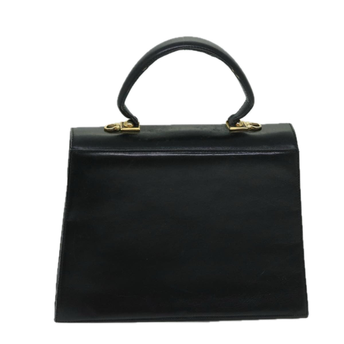 Salvatore Ferragamo Gancini Hand Bag Leather 2way Black Auth 68369 - 0