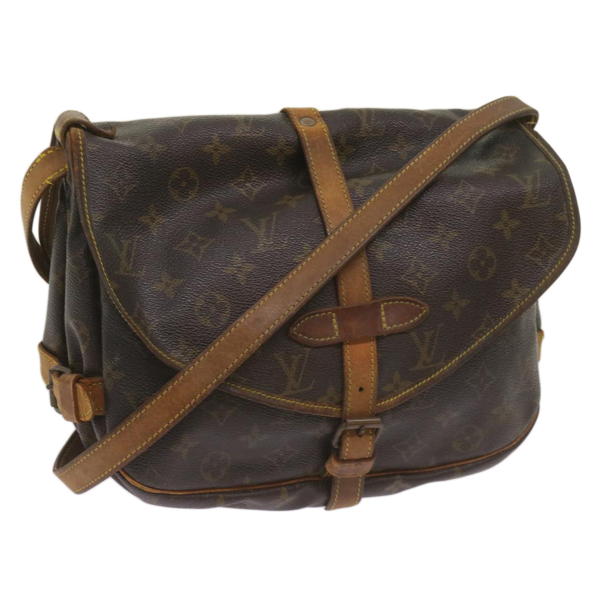 LOUIS VUITTON Monogram Saumur 30 Shoulder Bag M42256 LV Auth 68376