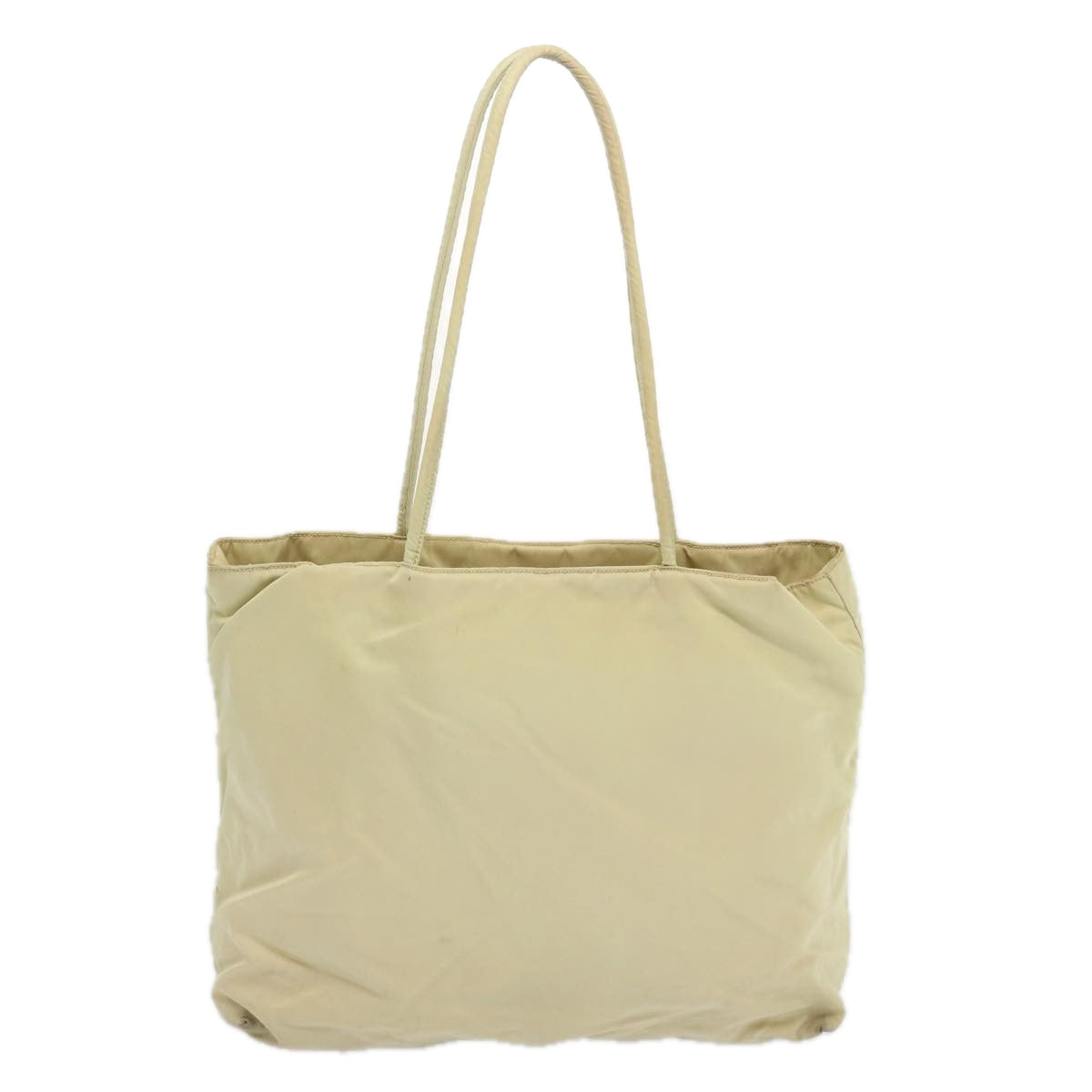 PRADA Tote Bag Nylon Cream Auth 68399 - 0