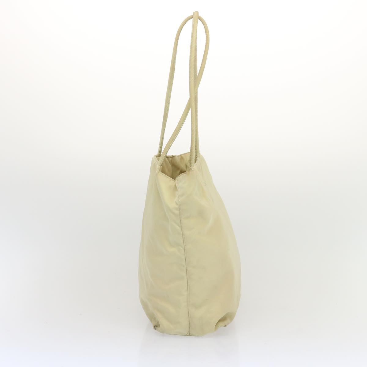 PRADA Tote Bag Nylon Cream Auth 68399