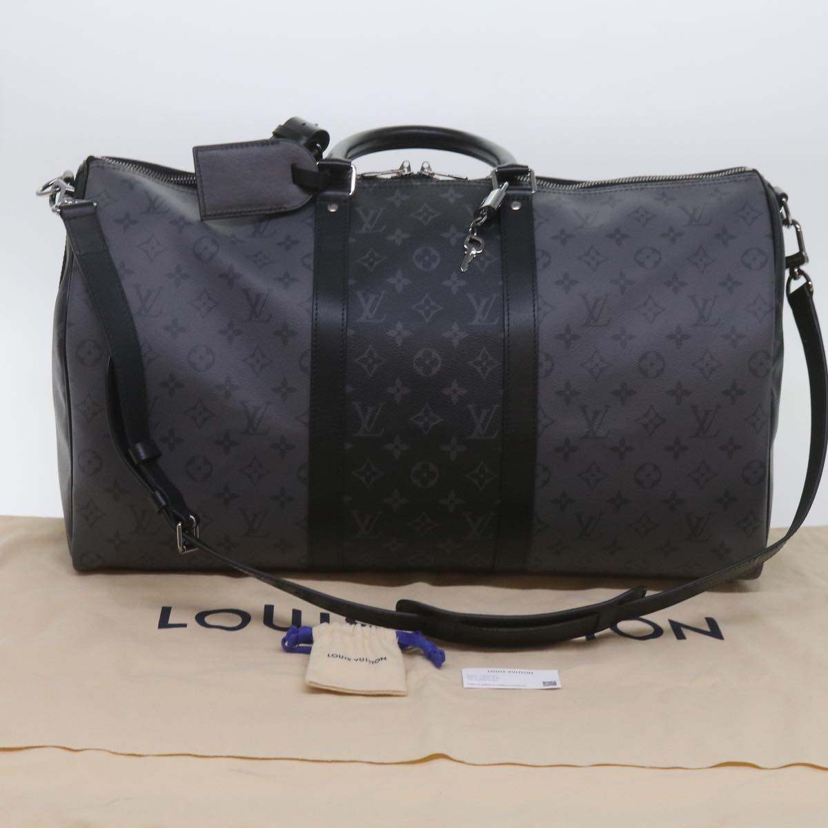 LOUIS VUITTON Eclipse Reverse Keepall Bandouliere 50 Bag M45392 LV Auth 68414A