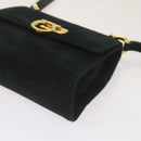 Salvatore Ferragamo Gancini Shoulder Bag Suede Black Auth 68424-8