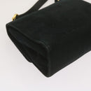 Salvatore Ferragamo Gancini Shoulder Bag Suede Black Auth 68424-17