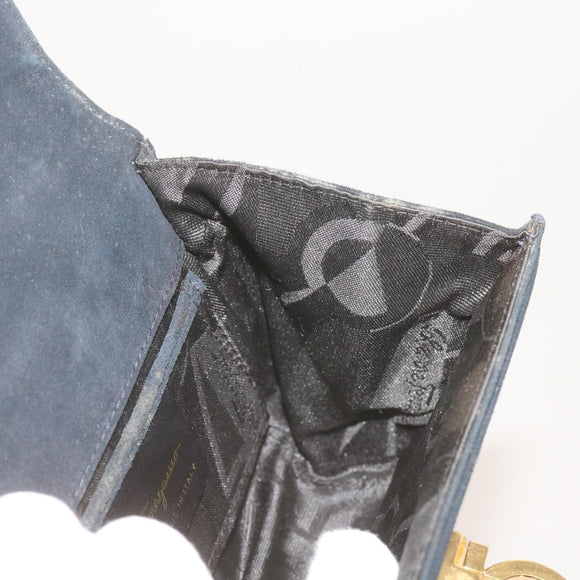 Salvatore Ferragamo Gancini Shoulder Bag Suede Black Auth 68424