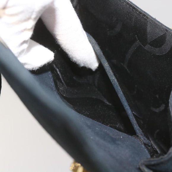 Salvatore Ferragamo Gancini Shoulder Bag Suede Black Auth 68424