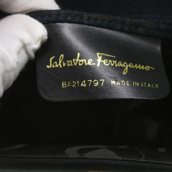 Salvatore Ferragamo Gancini Schultertasche Wildleder Schwarz Auth 68424