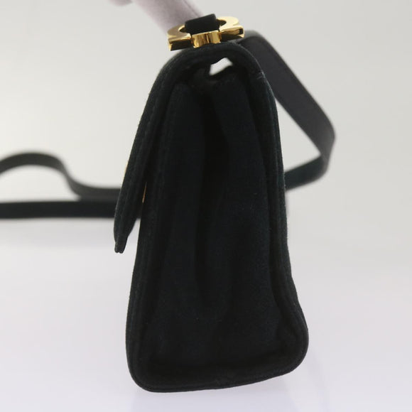 Salvatore Ferragamo Gancini Shoulder Bag Suede Black Auth 68424