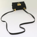 Salvatore Ferragamo Gancini Shoulder Bag Suede Black Auth 68424-7