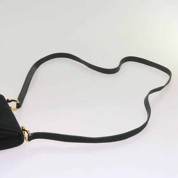 Salvatore Ferragamo Gancini Shoulder Bag Suede Black Auth 68424