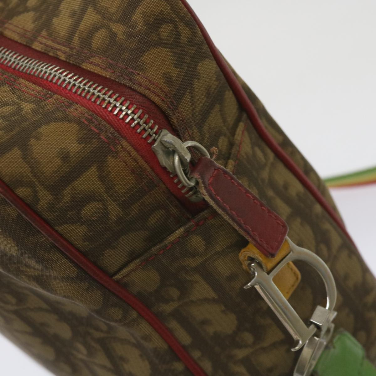 Christian Dior Trotter Canvas Shoulder Bag Rasta Color Beige Auth 68442