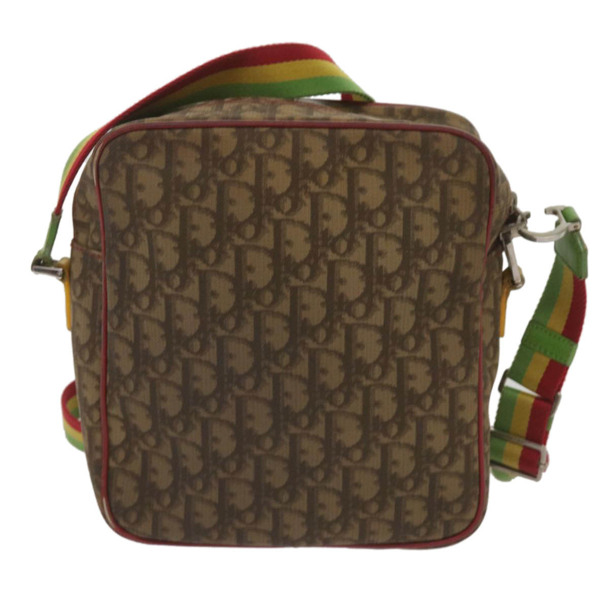 Christian Dior Trotter Canvas Shoulder Bag Rasta Color Beige Auth 68442