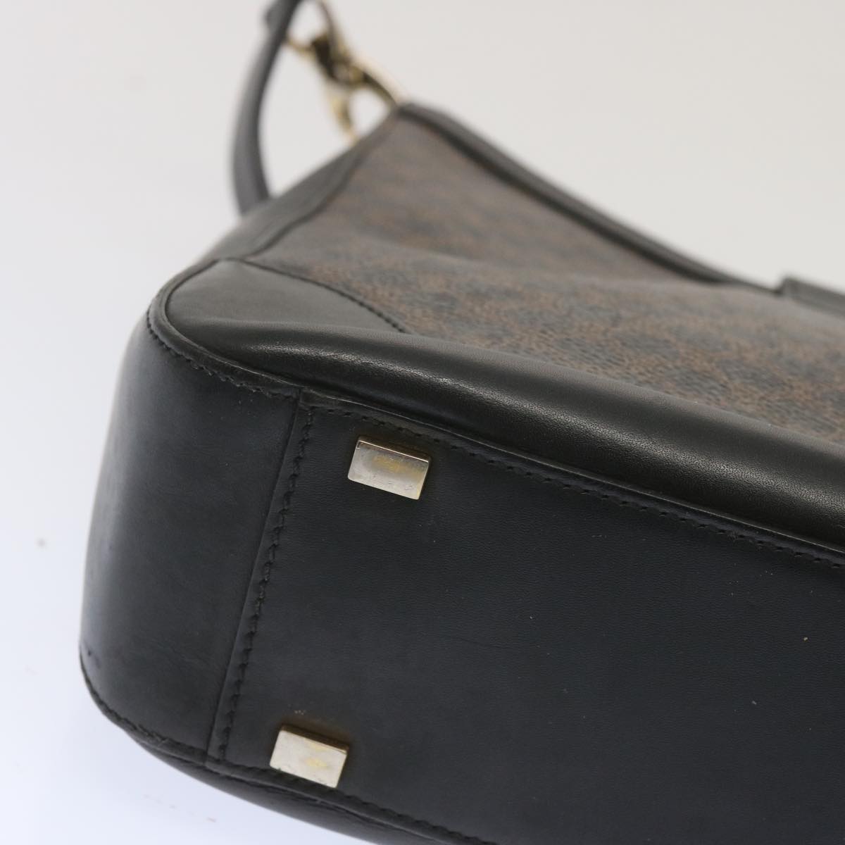 CELINE Macadam Canvas Shoulder Bag PVC Black Auth 68449