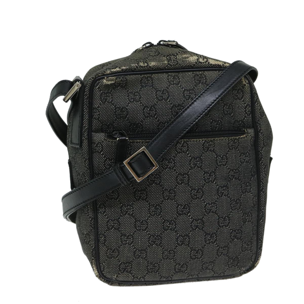 GUCCI GG Canvas Shoulder Bag Gray 03136 Auth 68470