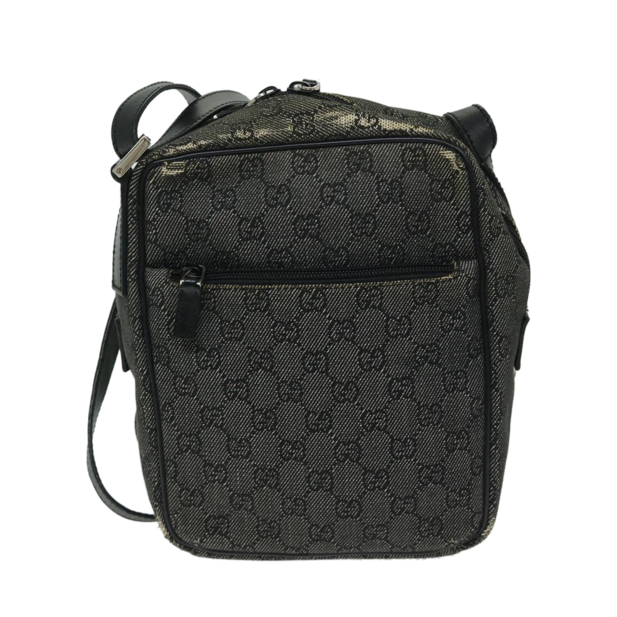 GUCCI GG Canvas Shoulder Bag Gray 03136 Auth 68470