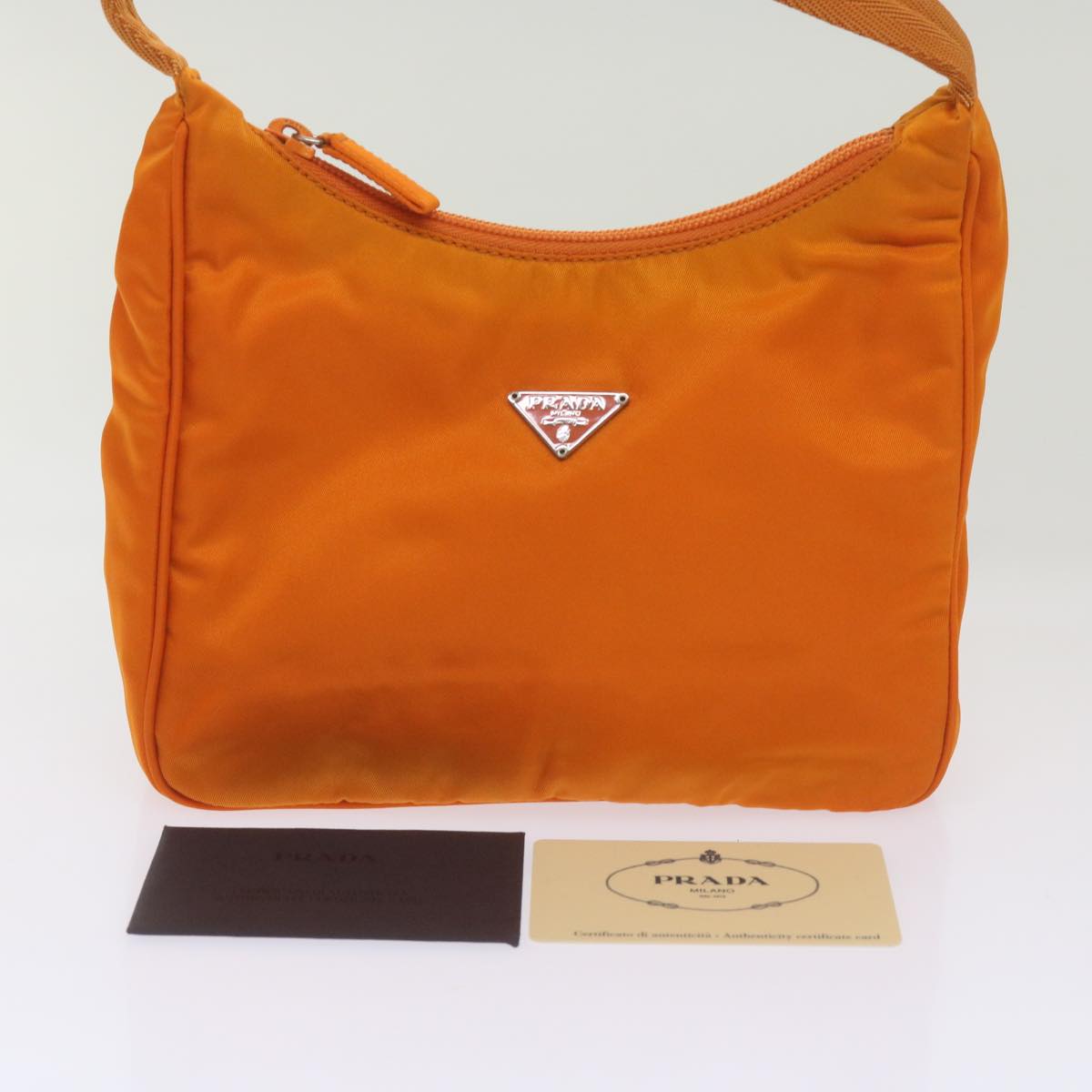 PRADA Hand Bag Nylon Orange Auth 68495