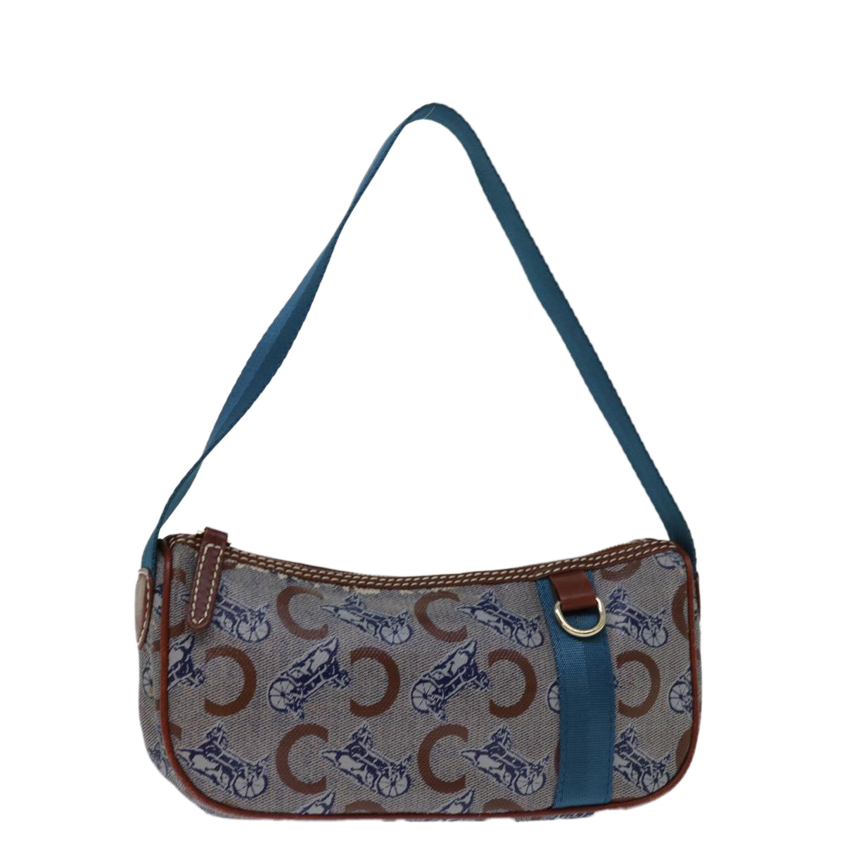 CELINE C Macadam Canvas Shoulder Bag Blue Auth 68504