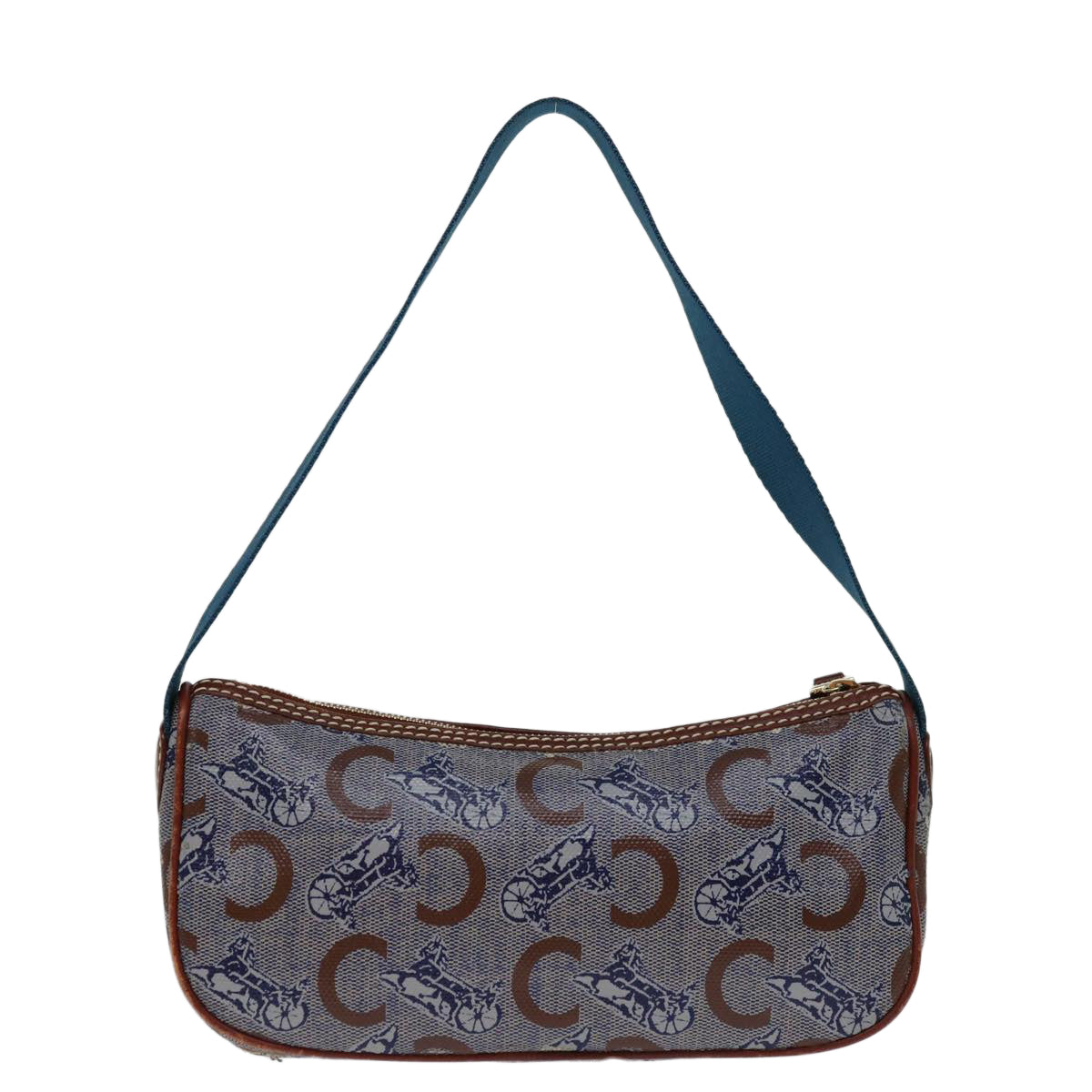 CELINE C Macadam Canvas Shoulder Bag Blue Auth 68504 - 0