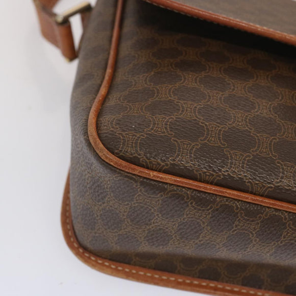 CELINE Macadam Canvas Umhängetasche PVC Leder Braun Auth 68506