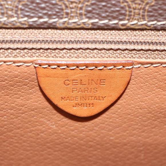 CELINE Macadam Canvas Shoulder Bag PVC Leather Brown Auth 68506