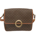 CELINE Macadam Canvas Shoulder Bag PVC Leather Brown Auth 68506-13