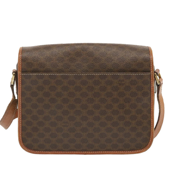 CELINE Macadam Canvas Shoulder Bag PVC Leather Brown Auth 68506